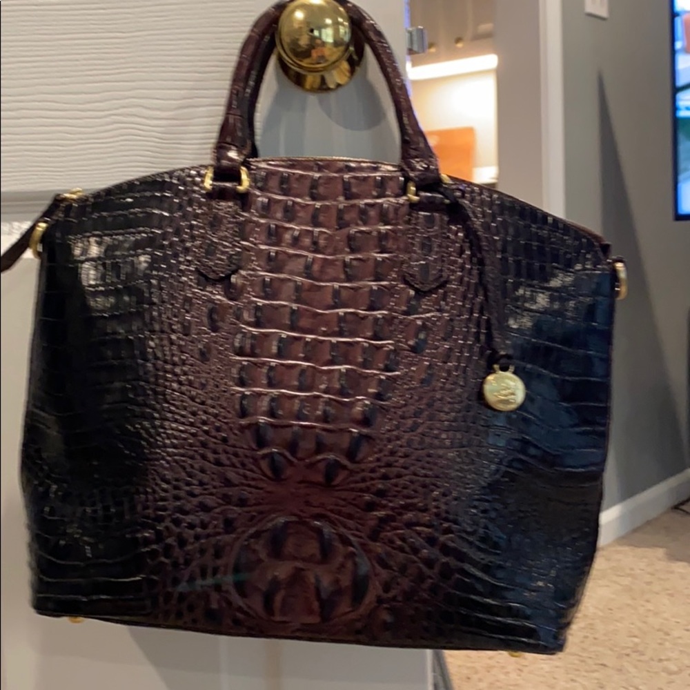 Authentic large BRAHMIN purse pretty brass accents